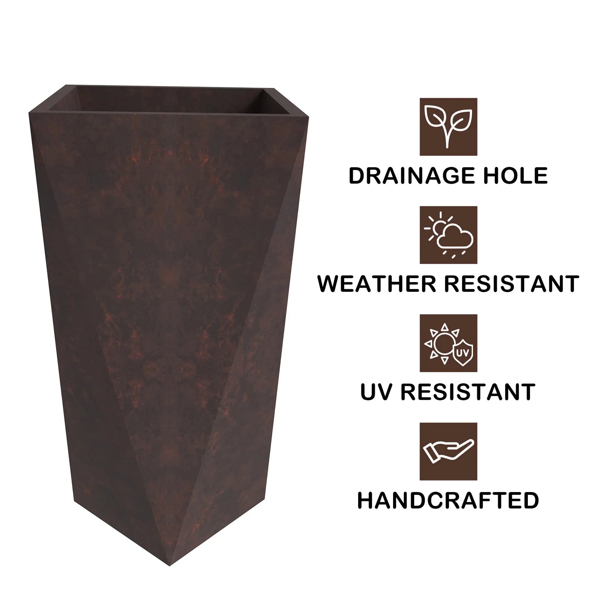 Aloe Tapered Square Fiberstone And MGO Clay Planter For Indoor And Outdoor - Elax Furniture