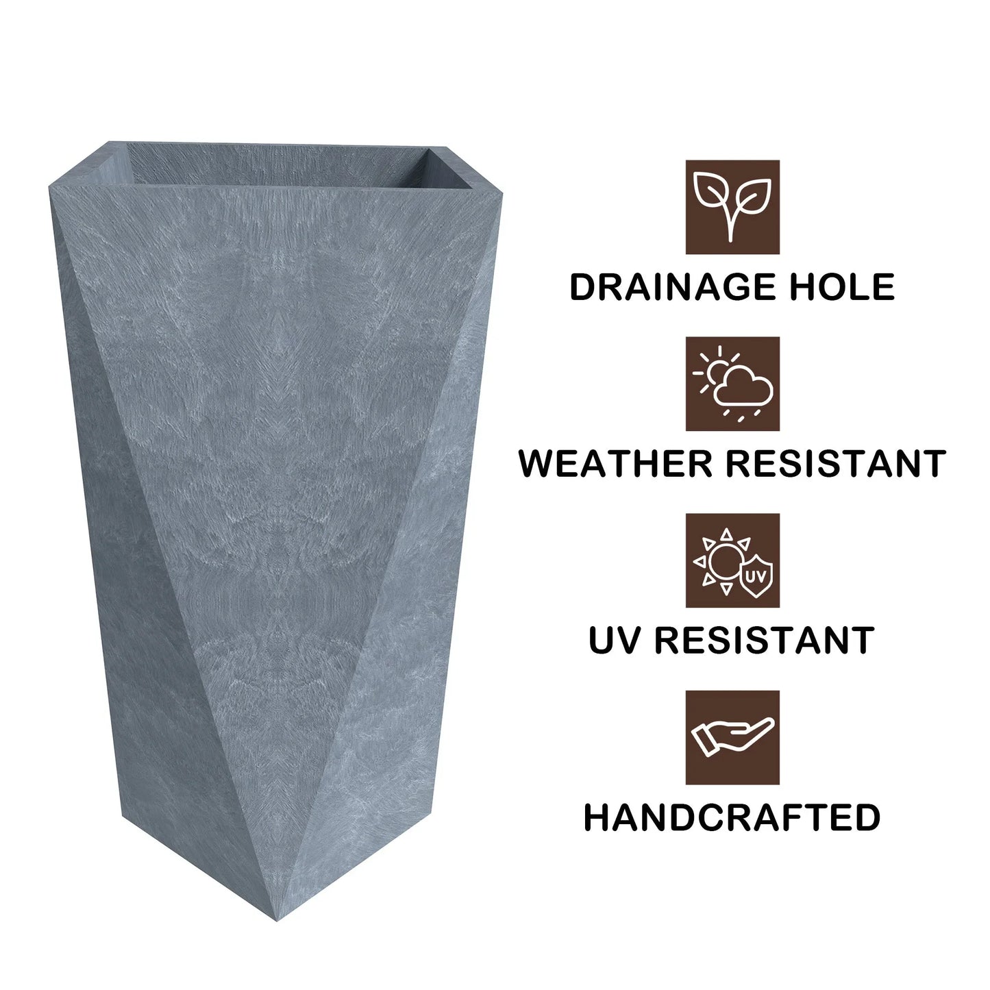 Aloe Tapered Square Fiberstone And MGO Clay Planter For Indoor And Outdoor - Elax Furniture