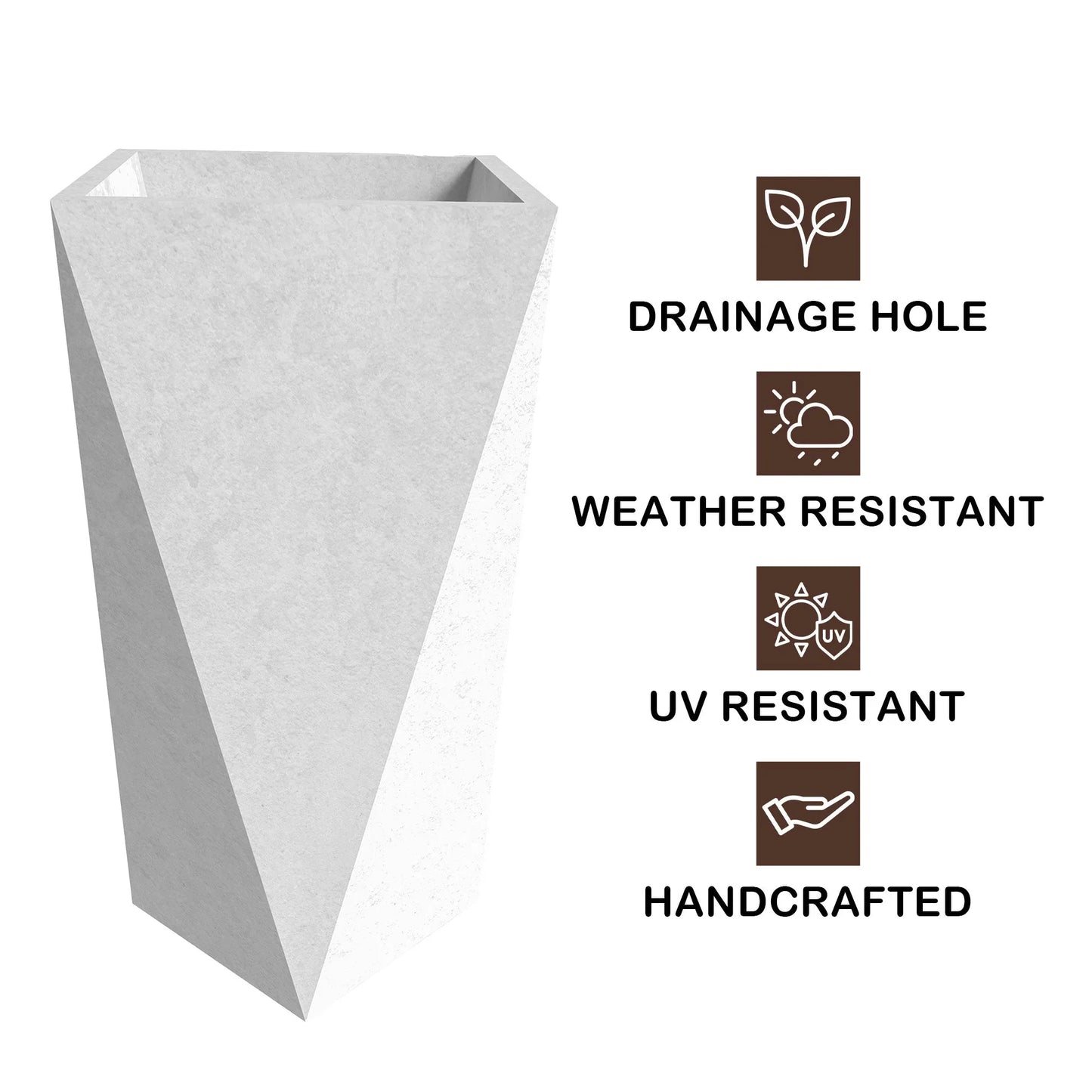 Aloe Tapered Square Fiberstone And MGO Clay Planter For Indoor And Outdoor - Elax Furniture