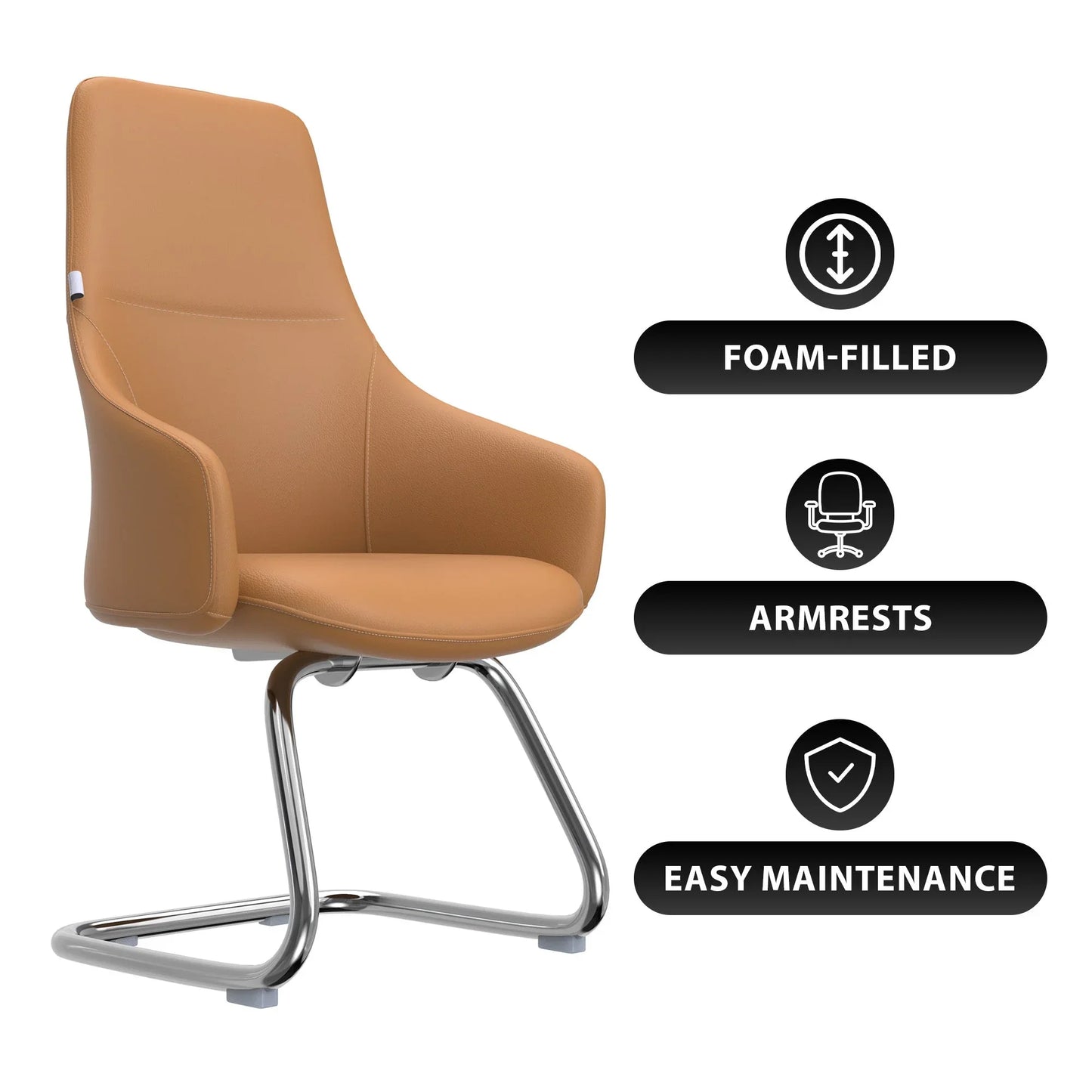 Celeste Leather Conference Office Chair with Upholstered Seat and Armrest - Elax Furniture