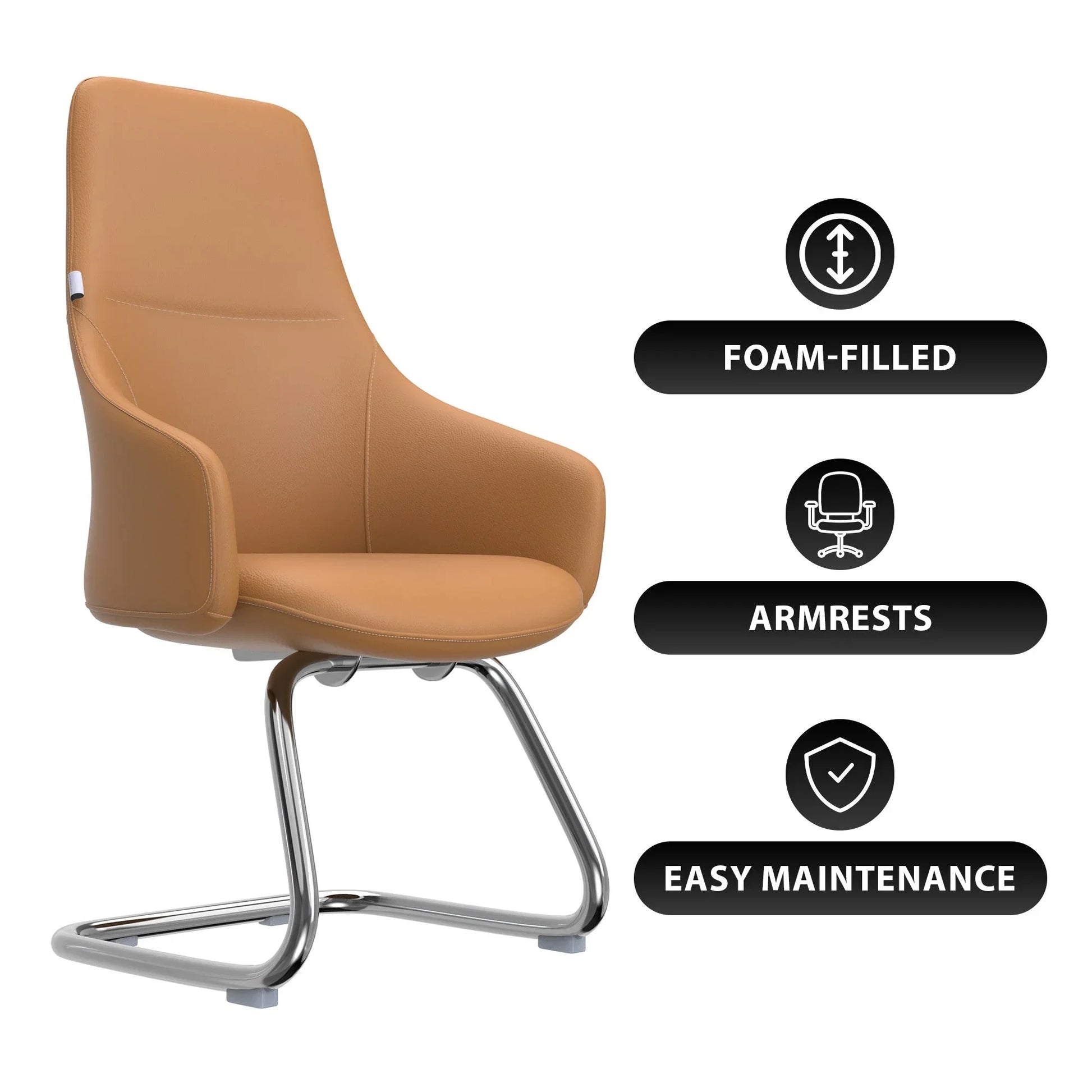 Celeste Leather Conference Office Chair with Upholstered Seat and Armrest - Elax Furniture