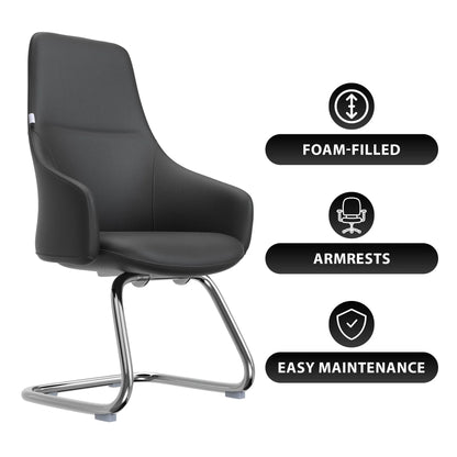 Celeste Leather Conference Office Chair with Upholstered Seat and Armrest - Elax Furniture
