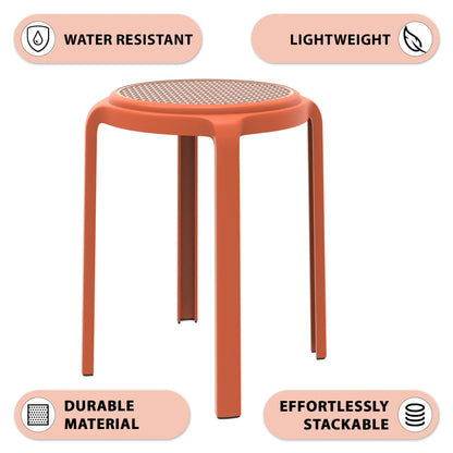 Tresse Mid-Century Modern Stackable Round Plastic Dining Stool for Kitchen and Dining Room - Elax Furniture