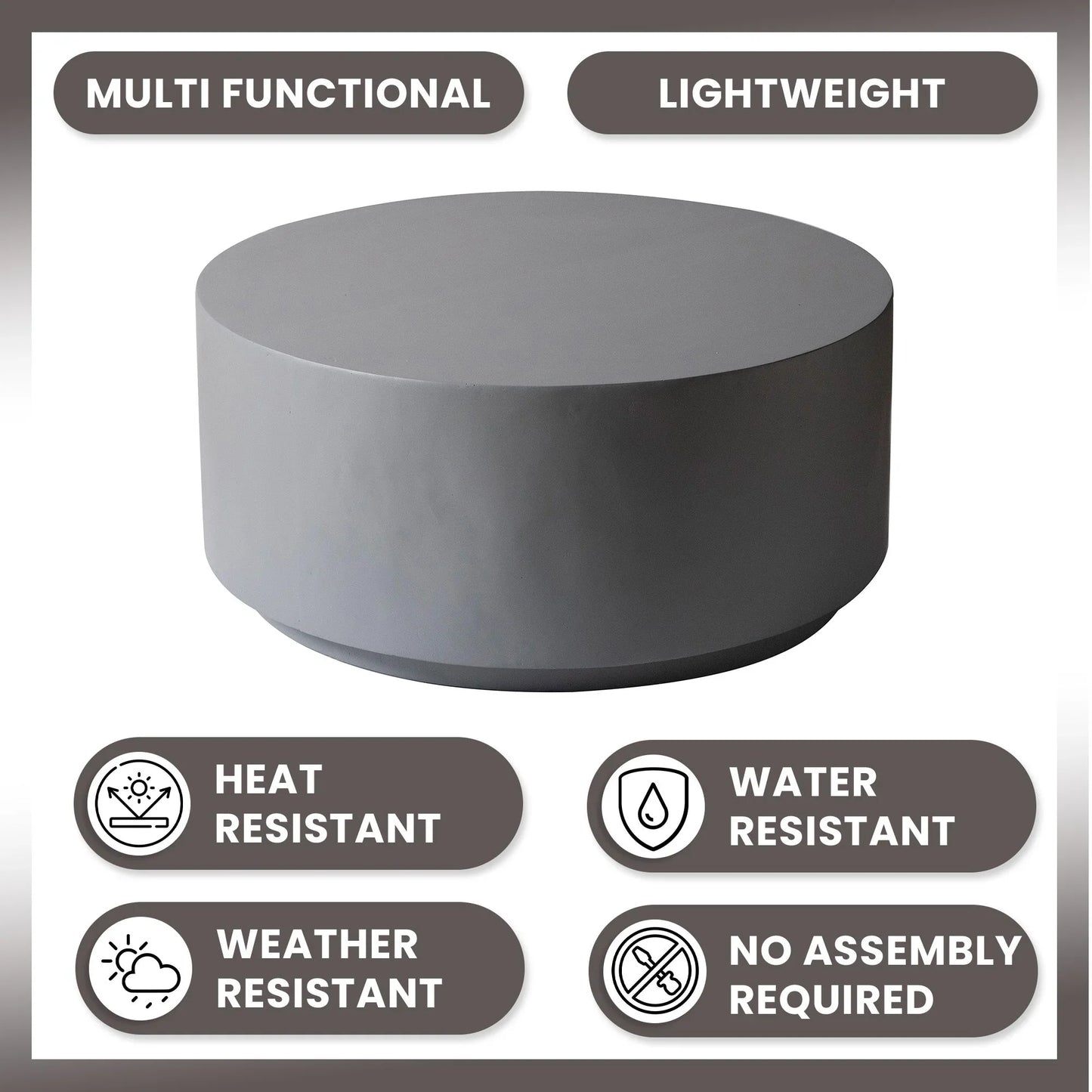 Terra 36" Round Coffee Table in Fiberstone for Indoor and Outdoor - Elax Furniture