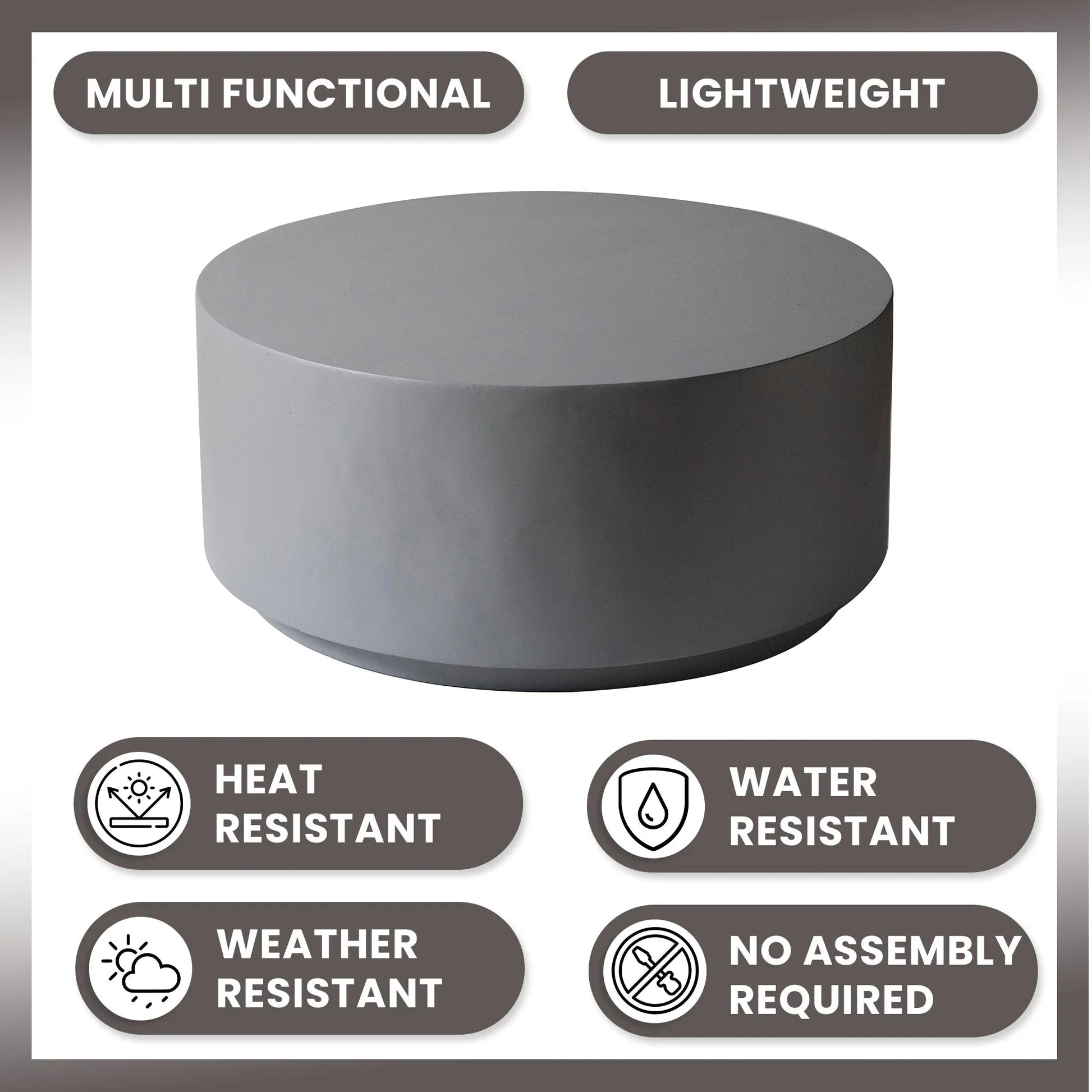 Terra 36" Round Coffee Table in Fiberstone for Indoor and Outdoor - Elax Furniture