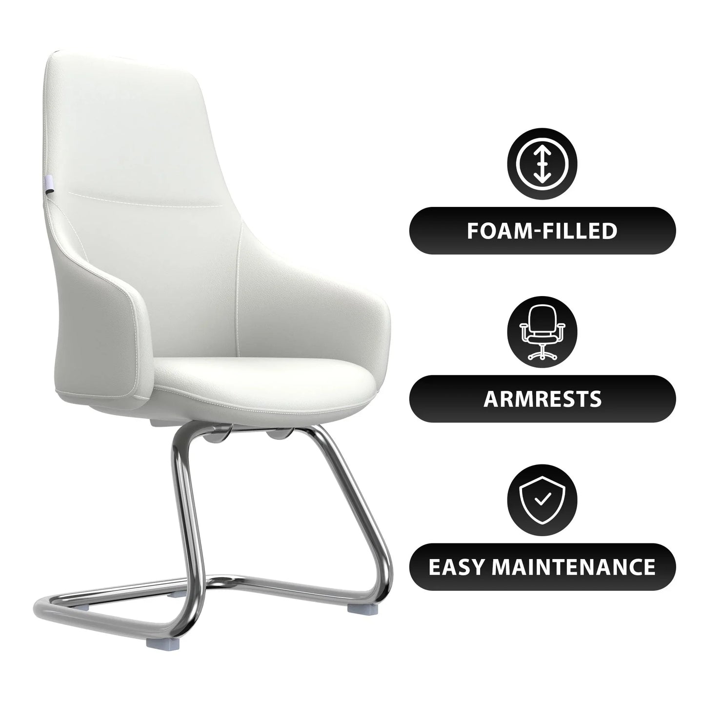 Celeste Leather Conference Office Chair with Upholstered Seat and Armrest - Elax Furniture