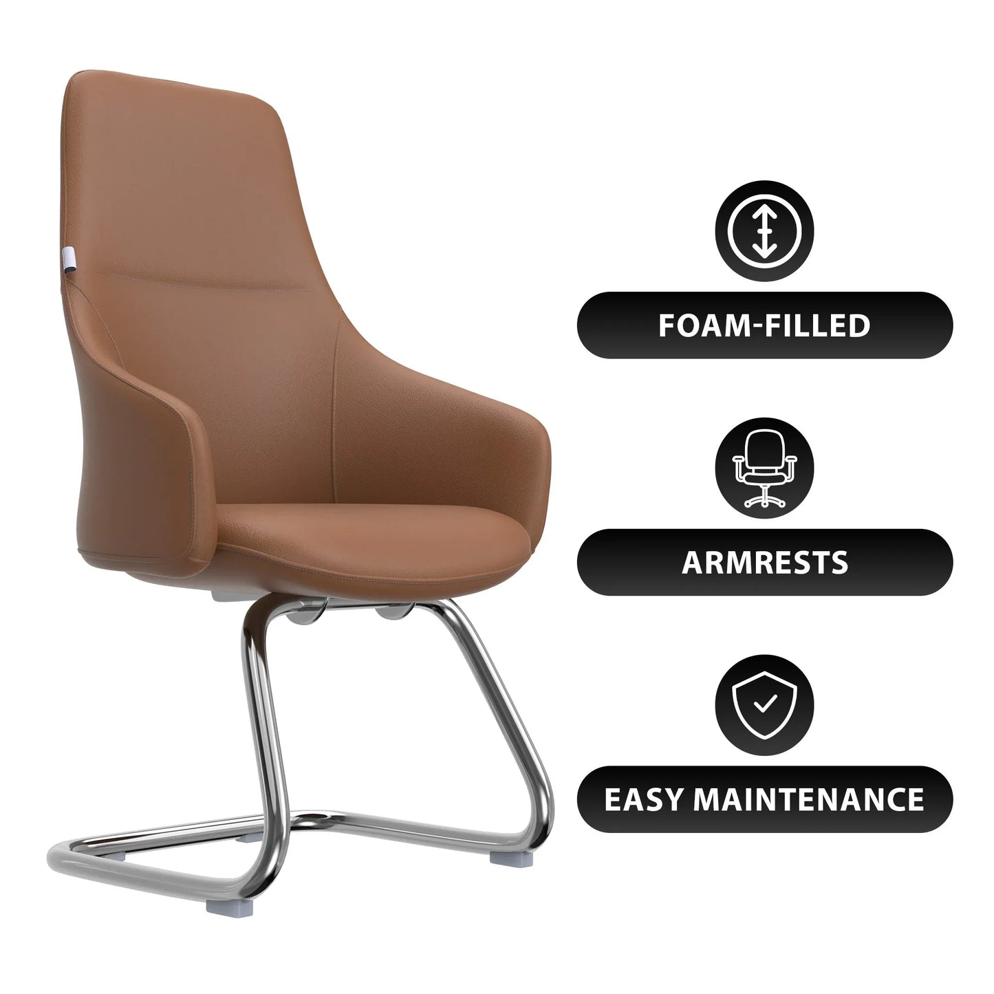 Celeste Leather Conference Office Chair with Upholstered Seat and Armrest - Elax Furniture