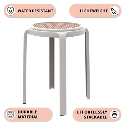 Tresse Mid-Century Modern Stackable Round Plastic Dining Stool for Kitchen and Dining Room - Elax Furniture