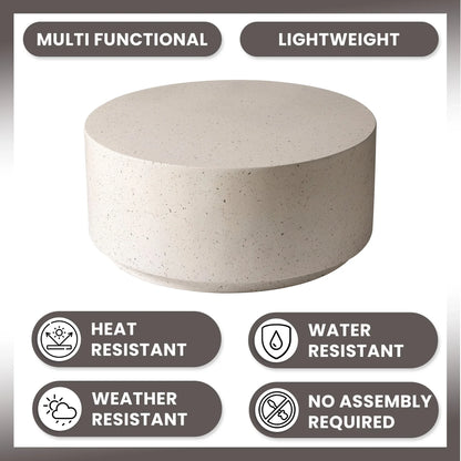 Terra 36" Round Coffee Table in Fiberstone for Indoor and Outdoor - Elax Furniture