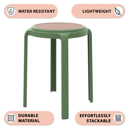 Tresse Mid-Century Modern Stackable Round Plastic Dining Stool for Kitchen and Dining Room - Elax Furniture