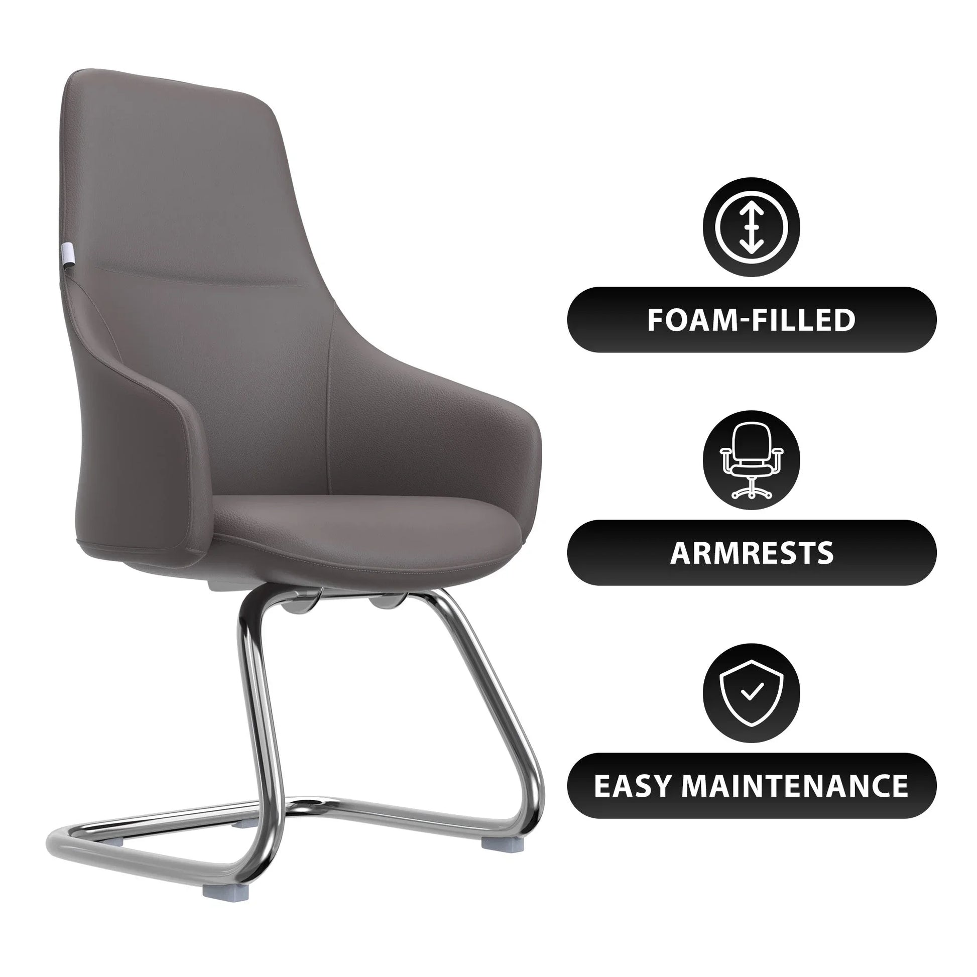 Celeste Leather Conference Office Chair with Upholstered Seat and Armrest - Elax Furniture