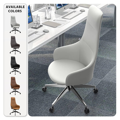 Celeste High-Back Office Chair in Upholstered Leather and Iron Base with Swivel and Tilt - Elax Furniture