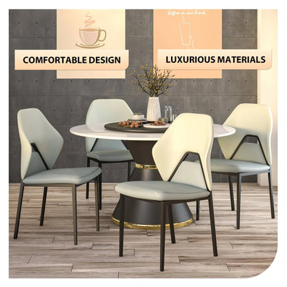 Eclat Collection Modern Upholstered Leather Dining Chair Set of 4 - Elax Furniture