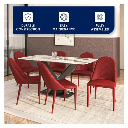Seville Dining Chair Upholstered in Leather with Metal Legs Covered in Leather - Elax Furniture