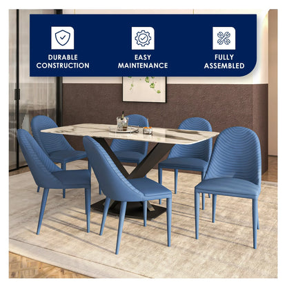Seville Dining Chair Upholstered in Leather with Metal Legs Covered in Leather - Elax Furniture