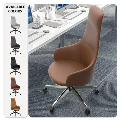 Celeste High-Back Office Chair in Upholstered Leather and Iron Base with Swivel and Tilt - Elax Furniture