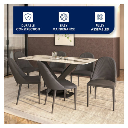 Seville Dining Chair Upholstered in Leather with Metal Legs Covered in Leather - Elax Furniture