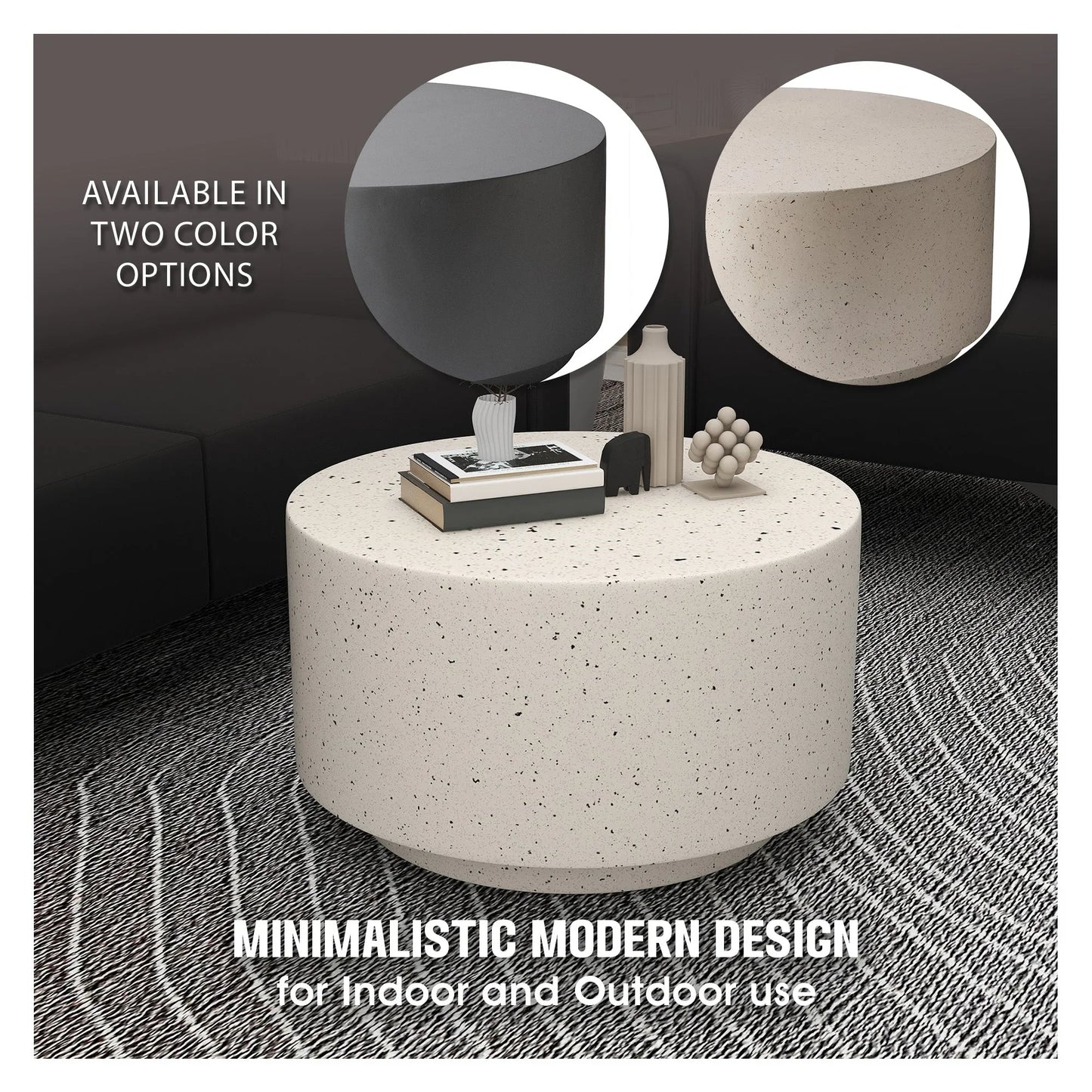 Terra 36" Round Coffee Table in Fiberstone for Indoor and Outdoor - Elax Furniture