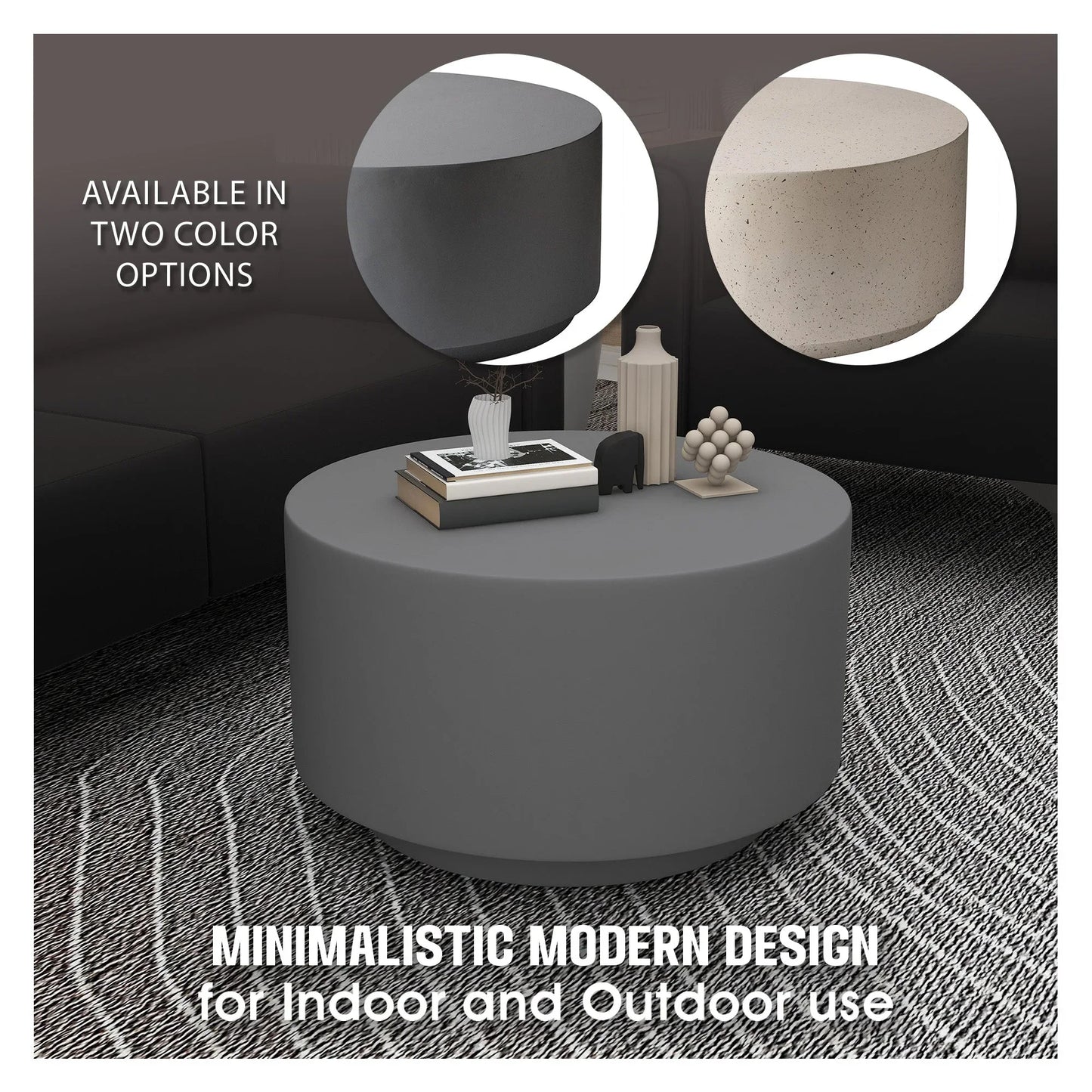 Terra 36" Round Coffee Table in Fiberstone for Indoor and Outdoor - Elax Furniture