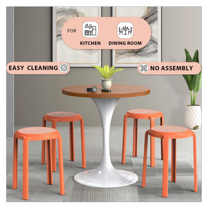 Tresse Mid-Century Modern Stackable Round Plastic Dining Stool for Kitchen and Dining Room - Elax Furniture