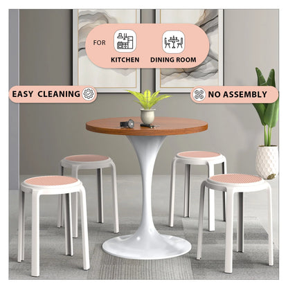 Tresse Mid-Century Modern Stackable Round Plastic Dining Stool for Kitchen and Dining Room - Elax Furniture