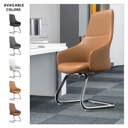 Celeste Leather Conference Office Chair with Upholstered Seat and Armrest - Elax Furniture