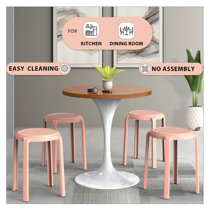 Tresse Mid-Century Modern Stackable Round Plastic Dining Stool for Kitchen and Dining Room - Elax Furniture
