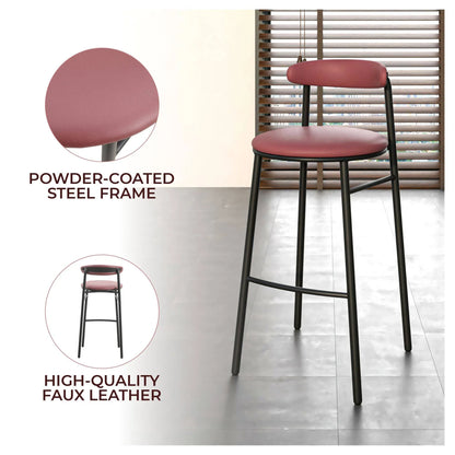 Lume Series Modern Bar Stool Upholstered in Leather for Dining Room and Kitchen - Elax Furniture