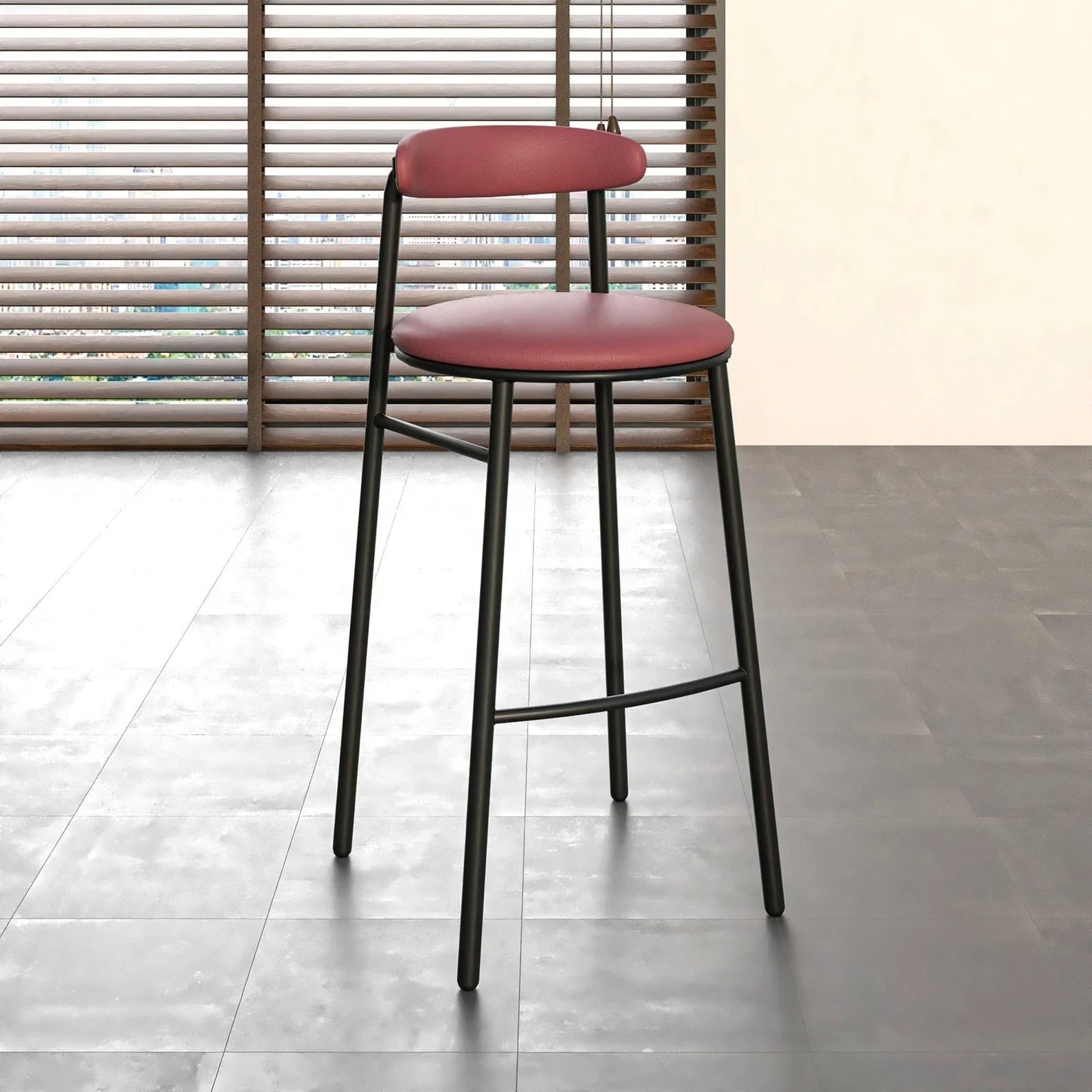 Lume Series Modern Bar Stool Upholstered in Leather for Dining Room and Kitchen - Elax Furniture
