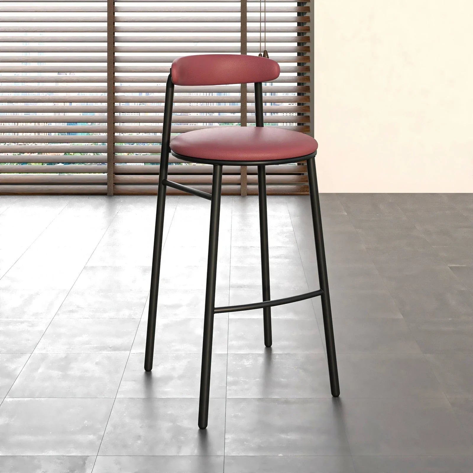 Lume Series Modern Bar Stool Upholstered in Leather for Dining Room and Kitchen - Elax Furniture