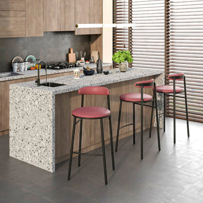 Lume Series Modern Bar Stool Upholstered in Leather for Dining Room and Kitchen - Elax Furniture
