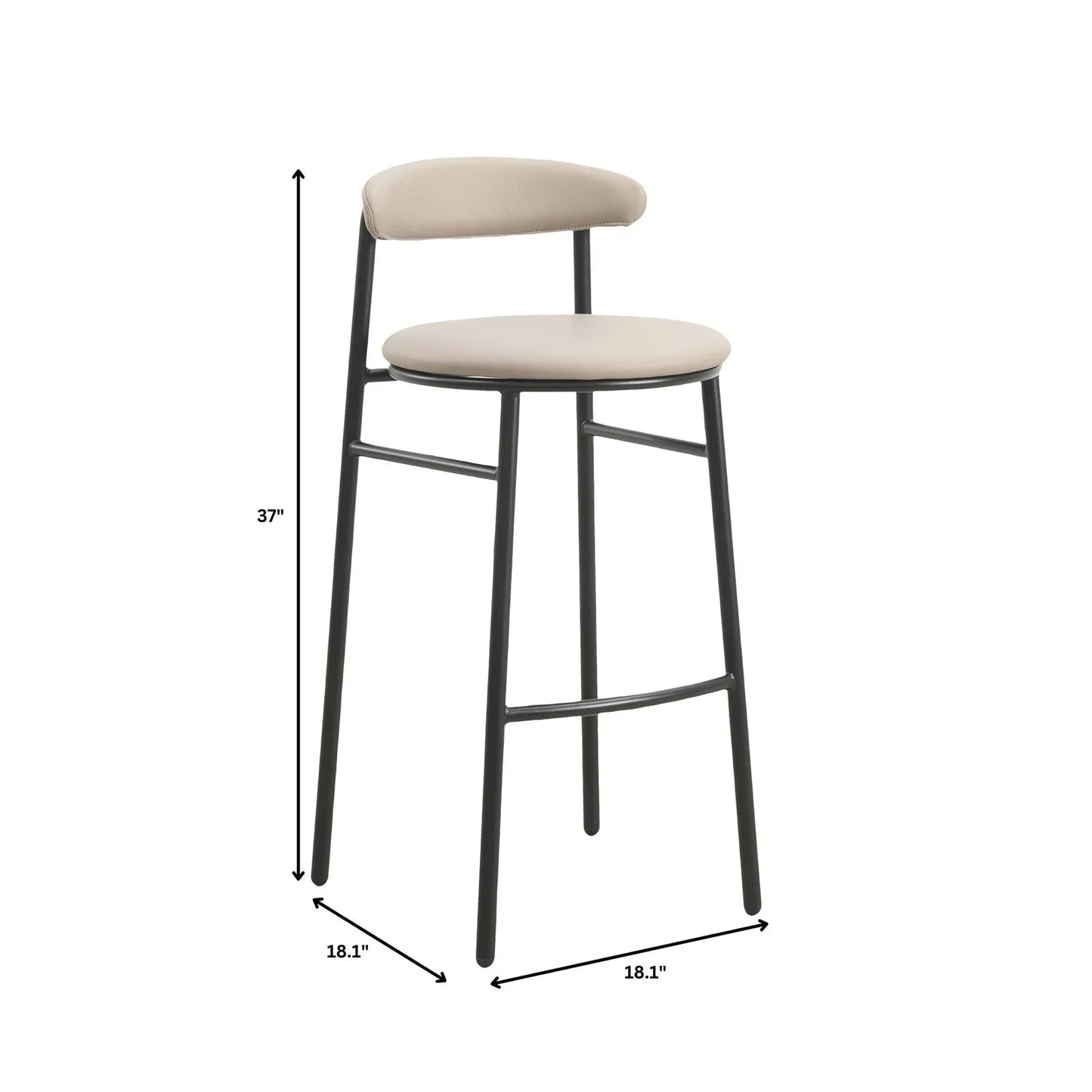 Lume Series Modern Bar Stool Upholstered in Leather for Dining Room and Kitchen - Elax Furniture