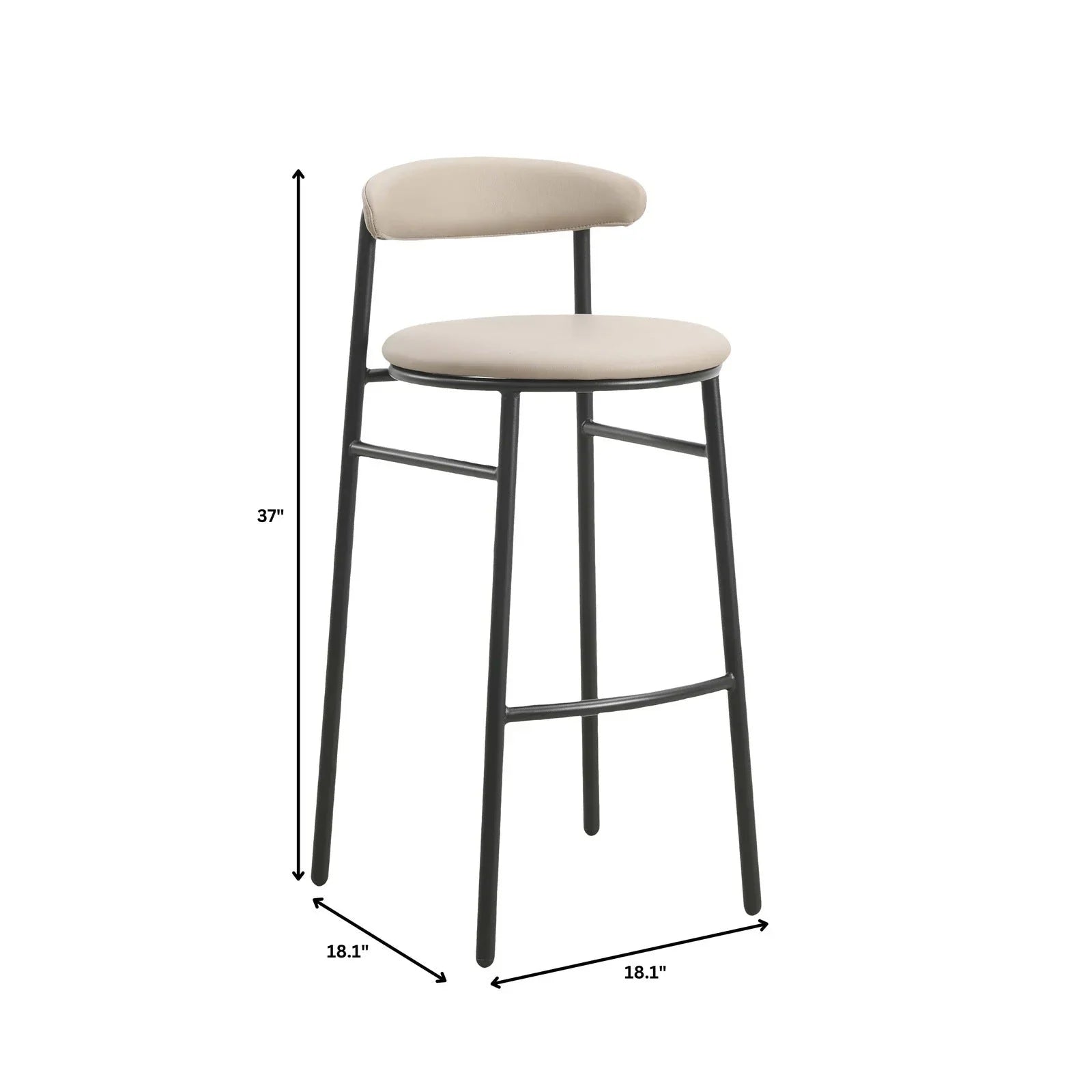 Lume Series Modern Bar Stool Upholstered in Leather for Dining Room and Kitchen - Elax Furniture