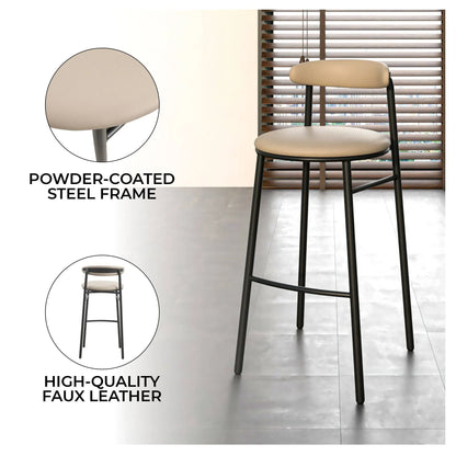 Lume Series Modern Bar Stool Upholstered in Leather for Dining Room and Kitchen - Elax Furniture