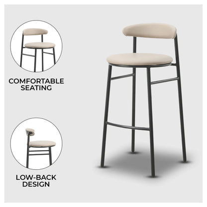 Lume Series Modern Bar Stool Upholstered in Leather for Dining Room and Kitchen - Elax Furniture