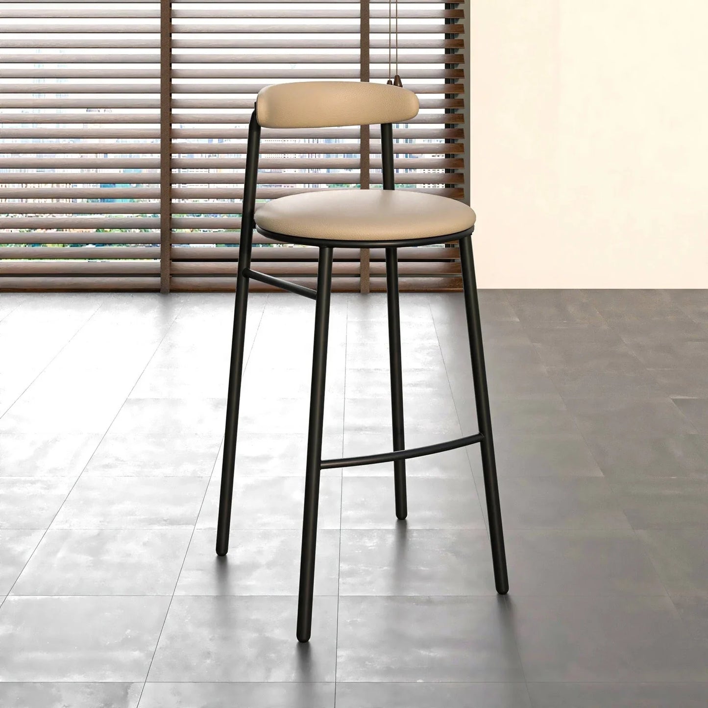 Lume Series Modern Bar Stool Upholstered in Leather for Dining Room and Kitchen - Elax Furniture