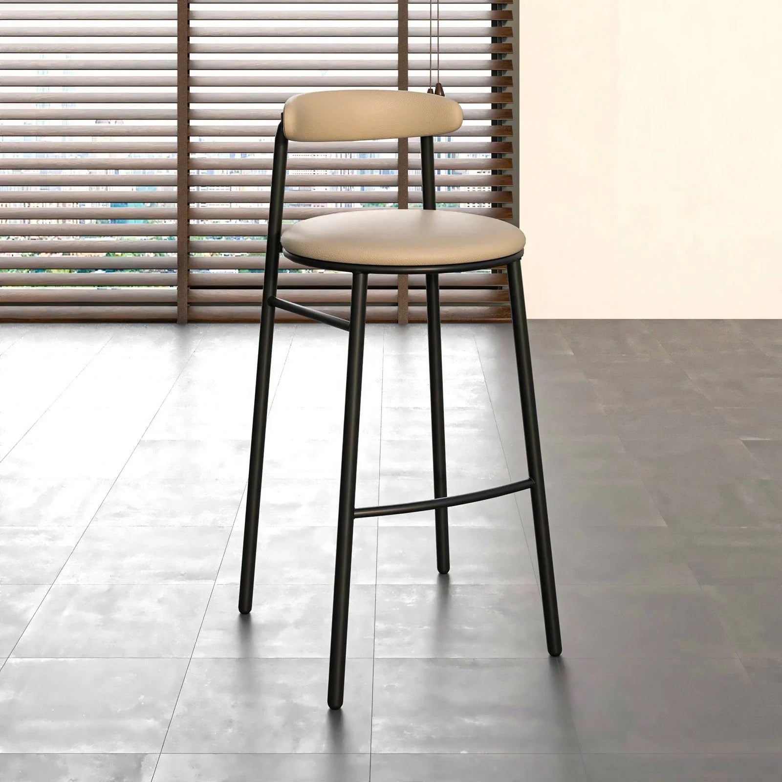 Lume Series Modern Bar Stool Upholstered in Leather for Dining Room and Kitchen - Elax Furniture
