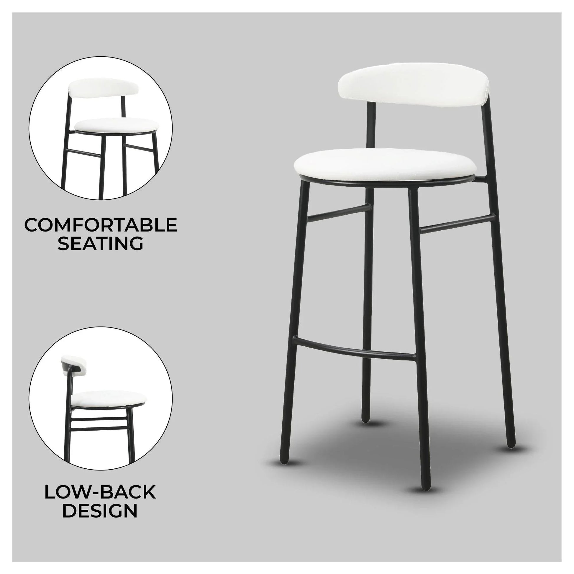 Lume Series Modern Bar Stool Upholstered in Leather for Dining Room and Kitchen - Elax Furniture