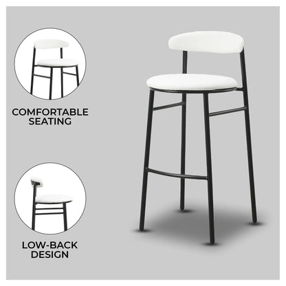 Lume Series Modern Bar Stool Upholstered in Leather for Dining Room and Kitchen - Elax Furniture