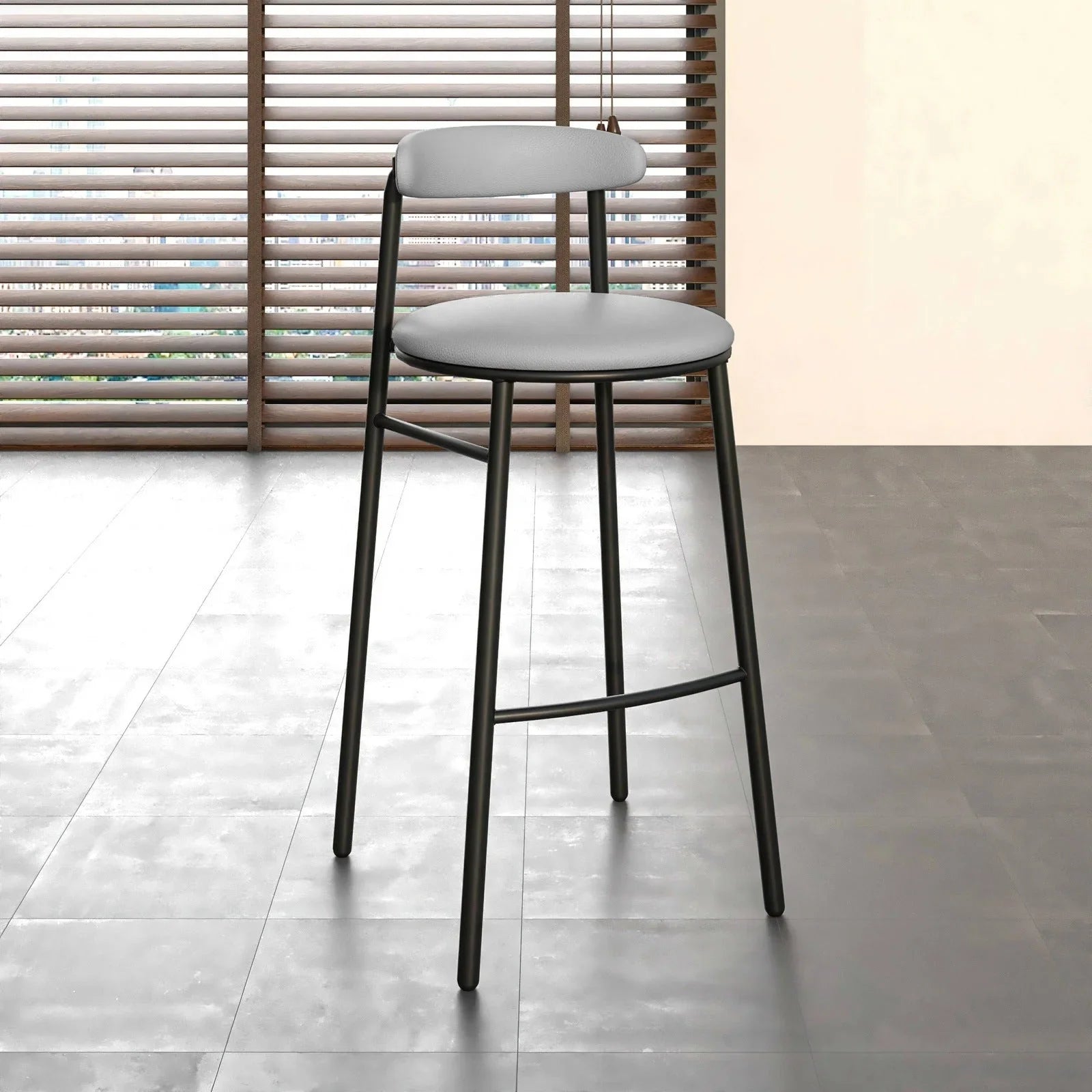 Lume Series Modern Bar Stool Upholstered in Leather for Dining Room and Kitchen - Elax Furniture