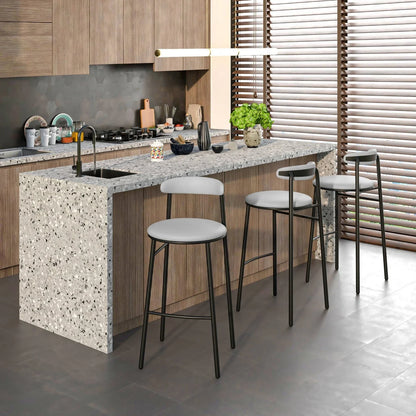 Lume Series Modern Bar Stool Upholstered in Leather for Dining Room and Kitchen - Elax Furniture