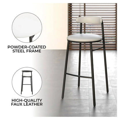 Lume Series Modern Bar Stool Upholstered in Leather for Dining Room and Kitchen - Elax Furniture