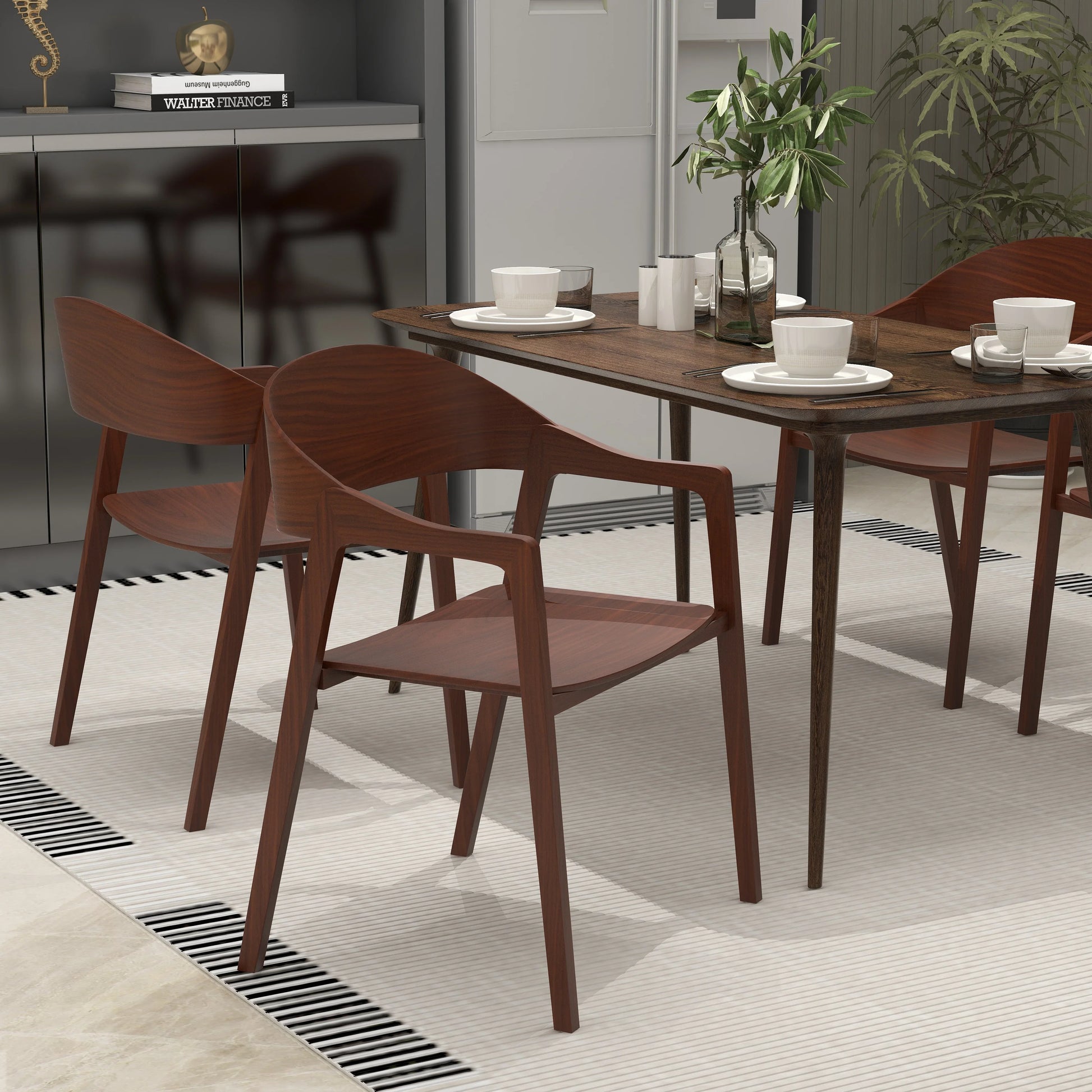 Rivo Dining Chairs in Sturdy Oak Wood with Open Back Design and Armrests - Elax Furniture