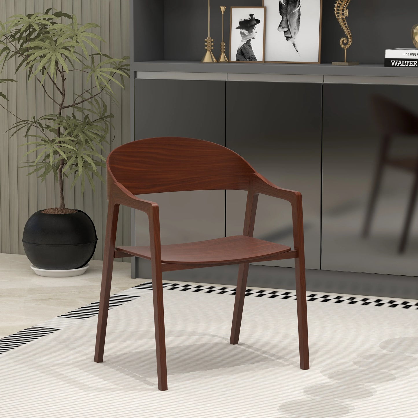Rivo Dining Chairs in Sturdy Oak Wood with Open Back Design and Armrests - Elax Furniture