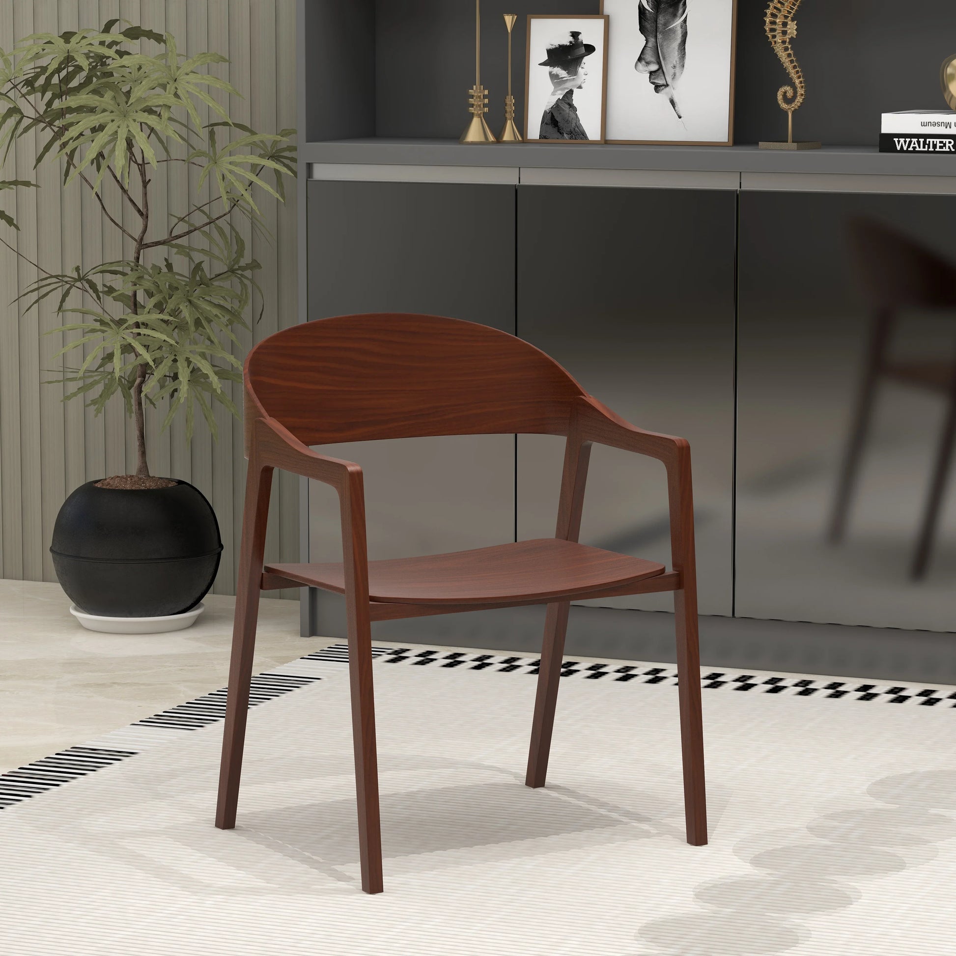 Rivo Dining Chairs in Sturdy Oak Wood with Open Back Design and Armrests - Elax Furniture