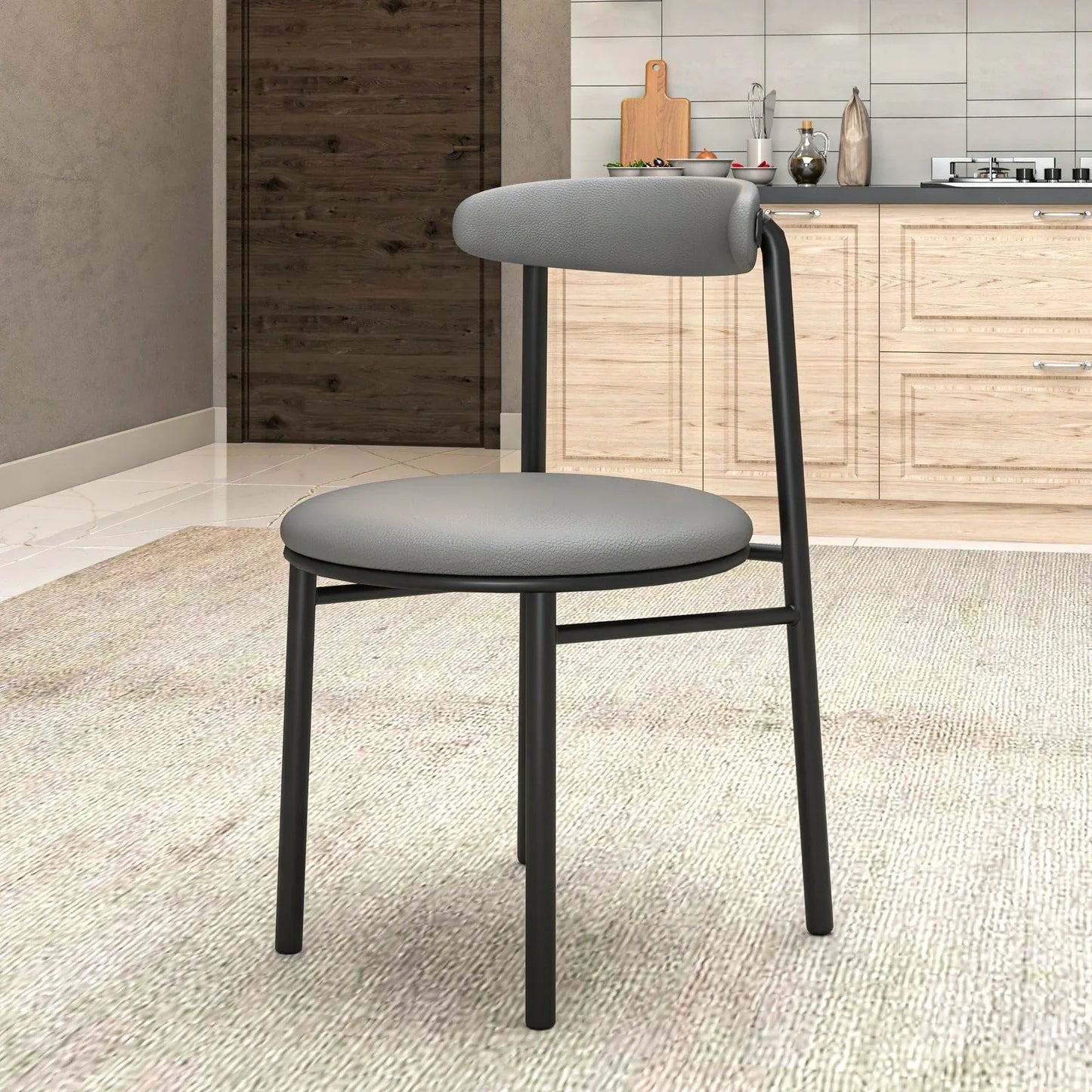 Lume Modern Dining Chair Upholstered in Polyester with Metal Legs - Elax Furniture