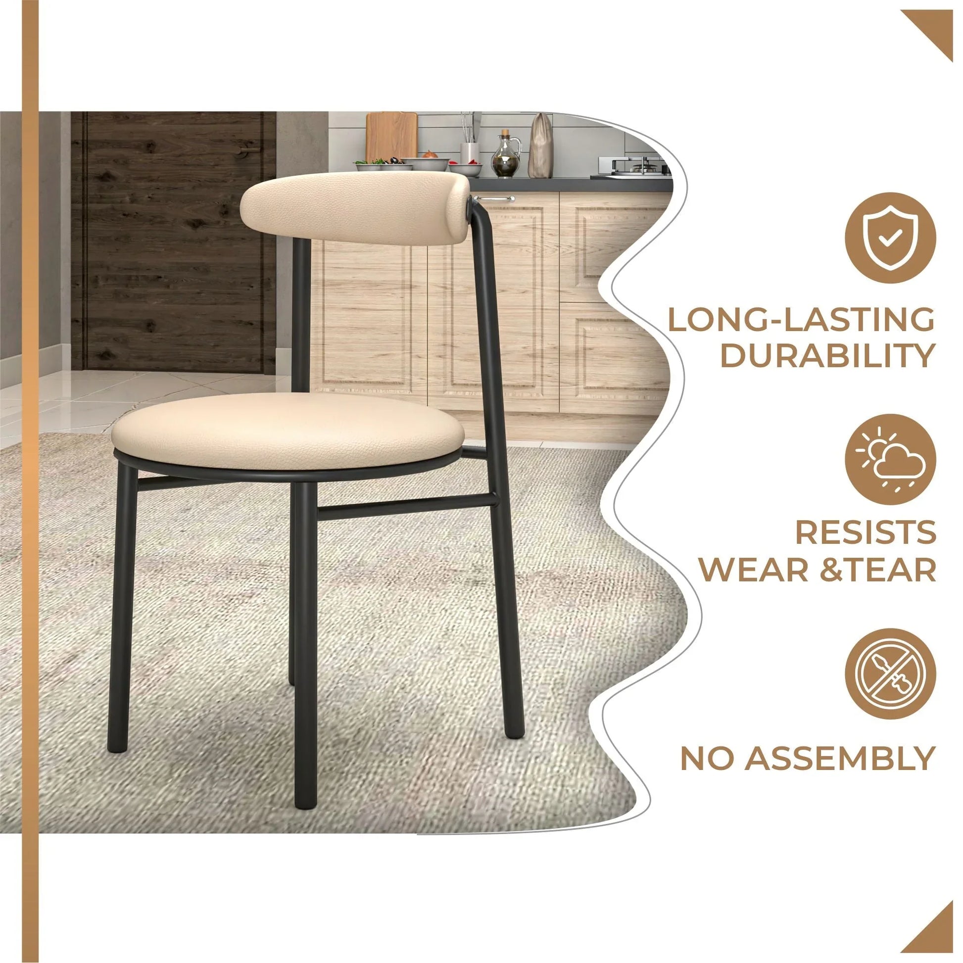 Lume Modern Dining Chair Upholstered in Polyester with Metal Legs - Elax Furniture