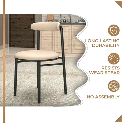 Lume Modern Dining Chair Upholstered in Polyester with Metal Legs - Elax Furniture