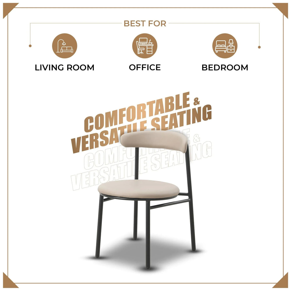 Lume Modern Dining Chair Upholstered in Polyester with Metal Legs - Elax Furniture