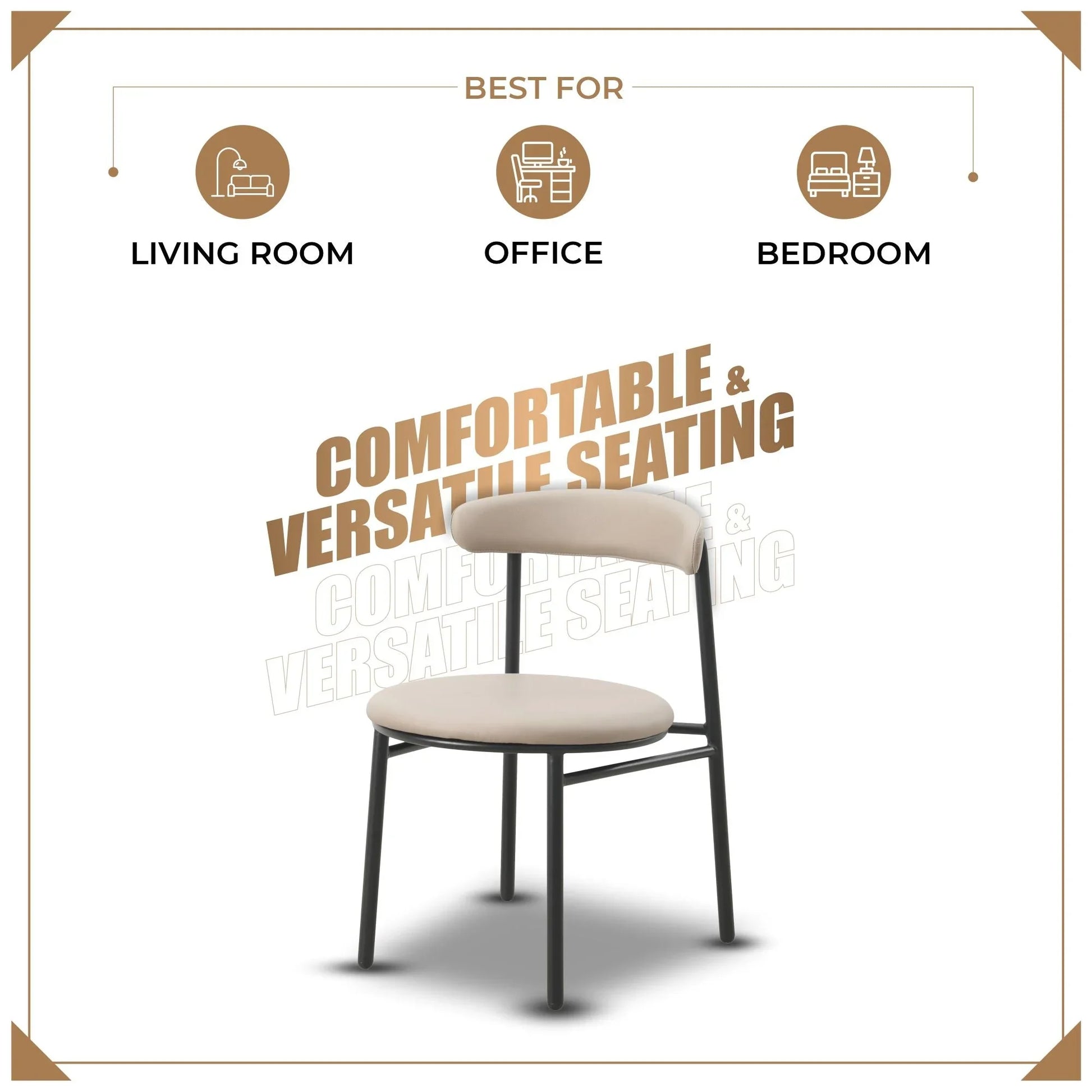 Lume Modern Dining Chair Upholstered in Polyester with Metal Legs - Elax Furniture